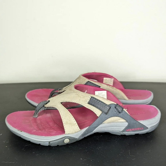 Merrell Women's Azura Air Cushion Flip Flop Sandals Wild Dove Pink Beige - Picture 5 of 8